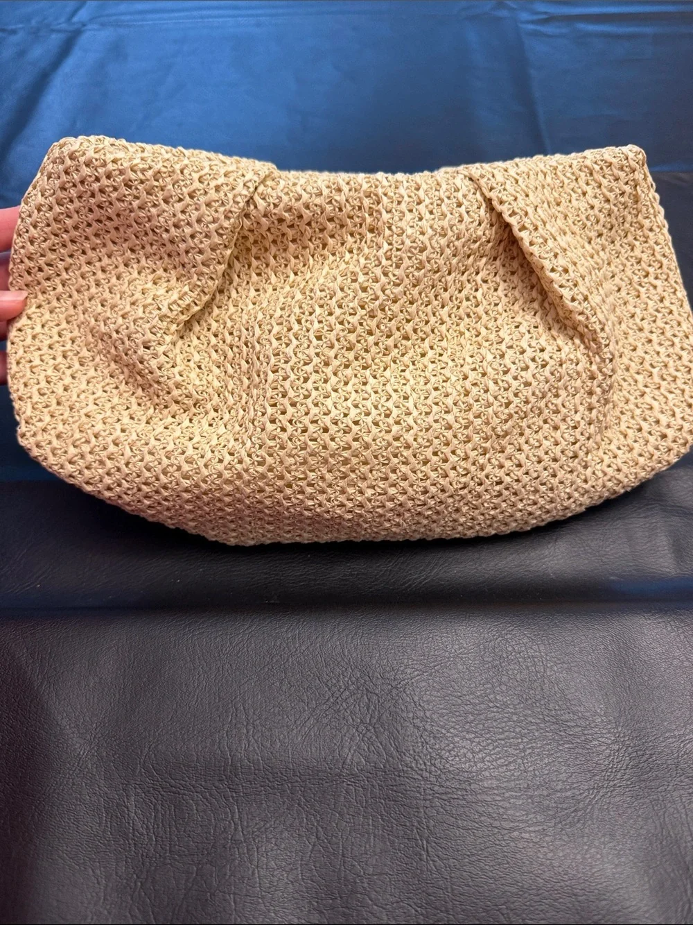 Summer essential! Capitana Beige Straw Clutch with Gold Chain Strap
